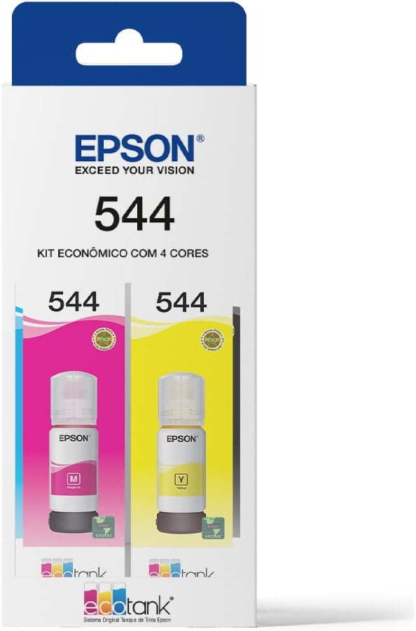 Kit de Garrafas de Tinta Original Epson EcoTank T544 - Magenta, Amarelo, Ciano, Preto - Imagem 2