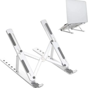 Suporte para Notebook e Tablet Linha Premium em Alumínio Dobrável e Ergonômico Para Desktop Portátil Ajustável em 6 Ângulos com Altura Regulável Leve Apoio Universal - Com estojo para armazenagem