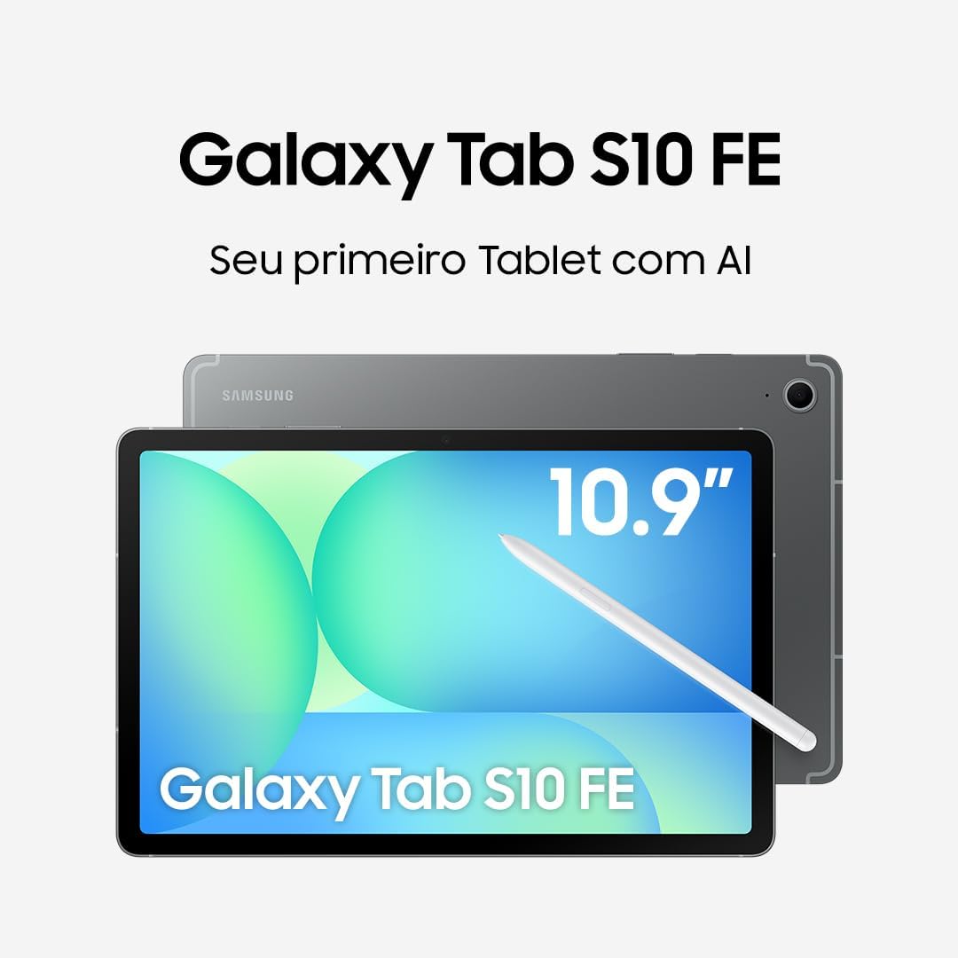 Tablet Samsung Galaxy Tab S10 FE, Cinza, 128GB, 8GB RAM, Tela Imersiva de 10.9" 90Hz, Camera Traseira de 13MP, Câmera Frontal de 12MP Ultra Wide, Wifi 6, IP68, Android 15 - Imagem 2