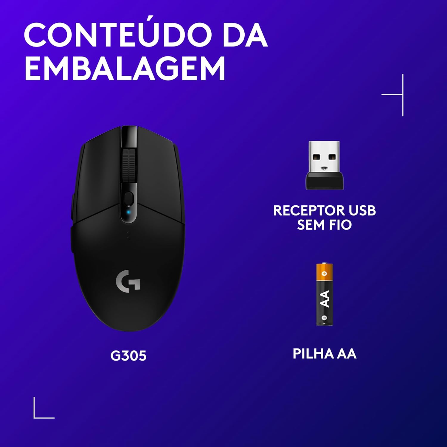 Mouse Gamer Sem Fio Logitech G305 LIGHTSPEED com 6 Botões Programáveis e Até 12.000 DPI - Preto - Imagem 8