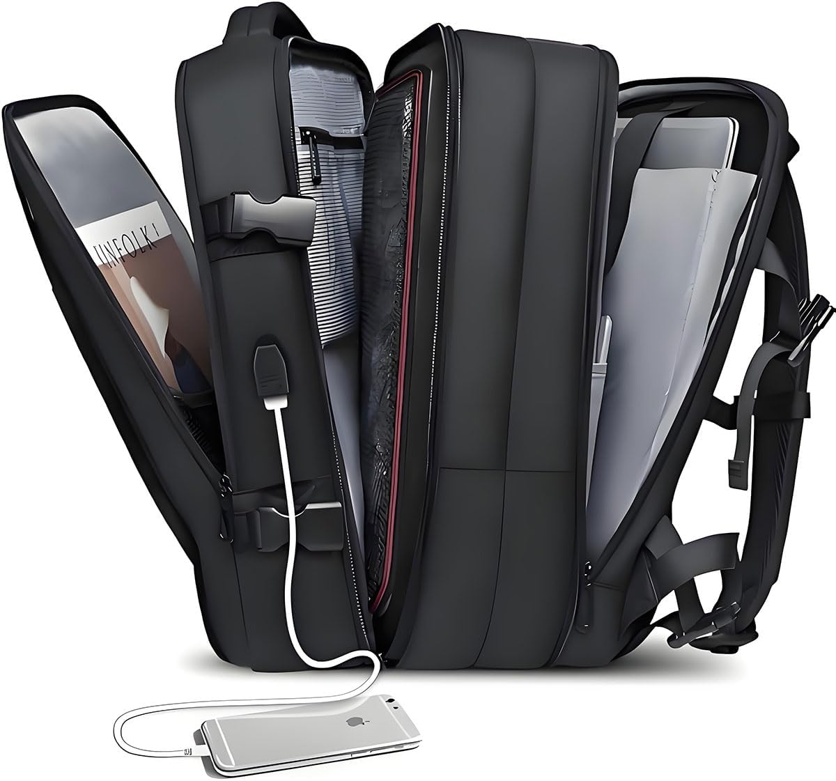 Romantic Crown Mochila de Viagem Expansivel Masculina Feminina, Mochila Para Notebook Executiva Impermeável Reforçada Cabo USB, Trabalho, Escola, Viagens