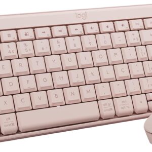 Combo Teclado e Mouse Sem Fio Logitech MK250 Bluetooth com Conectividade Rápida e Fácil, Design Compacto, Mouse Ambidestro, Layout ABNT2, Construção Durável, Compatível com PC e Mac - Rosa