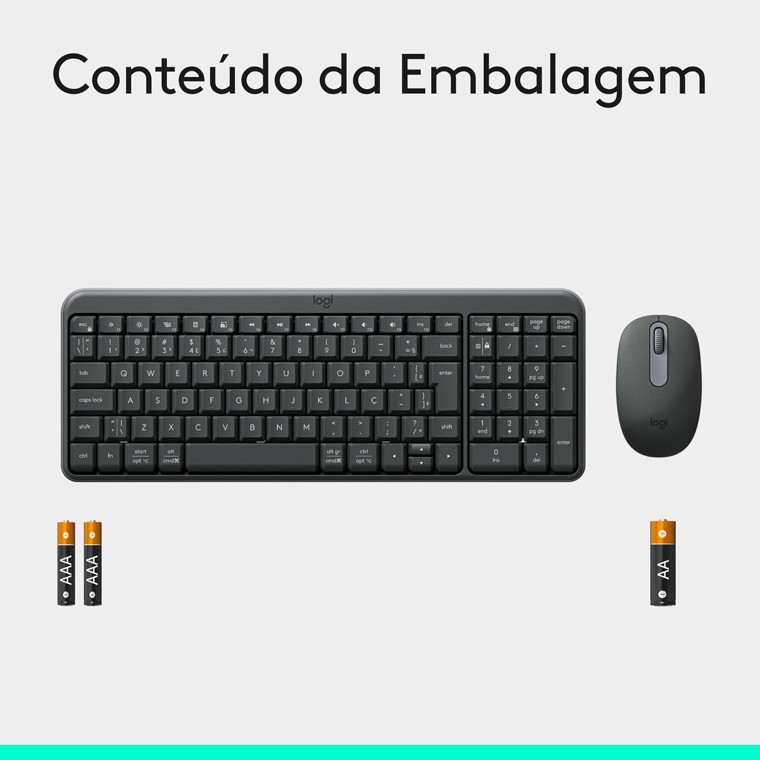 Combo Teclado e Mouse Sem Fio Logitech MK250 Bluetooth com Conectividade Rápida e Fácil, Design Compacto, Mouse Ambidestro, Layout ABNT2, Construção Durável, Compatível com PC e Mac - Grafite - Imagem 9