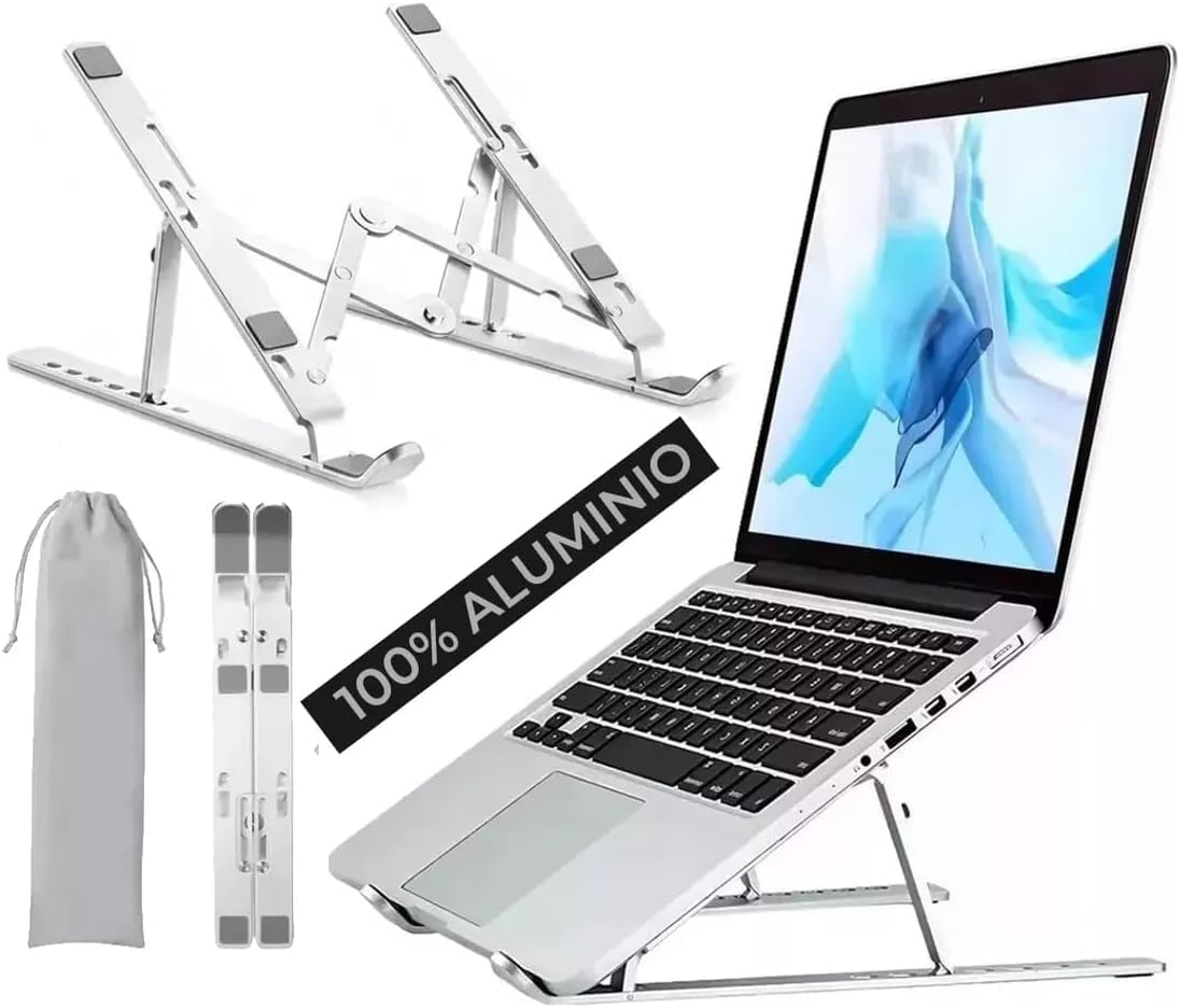 Suporte para Notebook e Tablet Linha Premium em Alumínio Dobrável e Ergonômico Para Desktop Portátil Ajustável em 6 Ângulos com Altura Regulável Leve Apoio Universal - Com estojo para armazenagem - Imagem 5