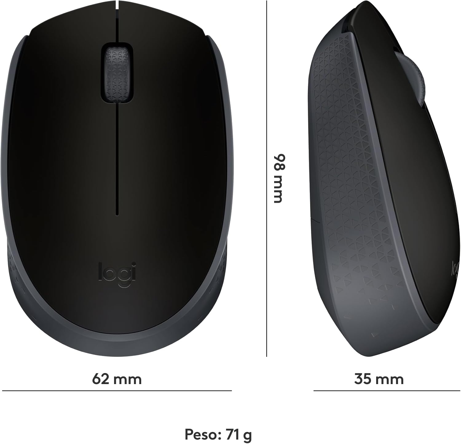 Mouse sem fio Logitech M170 com Design Ambidestro Compacto, Conexão USB e Pilha Inclusa - Preto - Imagem 8