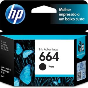 Cartucho de Tinta HP 664 Preto Original (F6V29AB) Para Impressora Deskjet 2136, 2676, 3776, 5076, 527