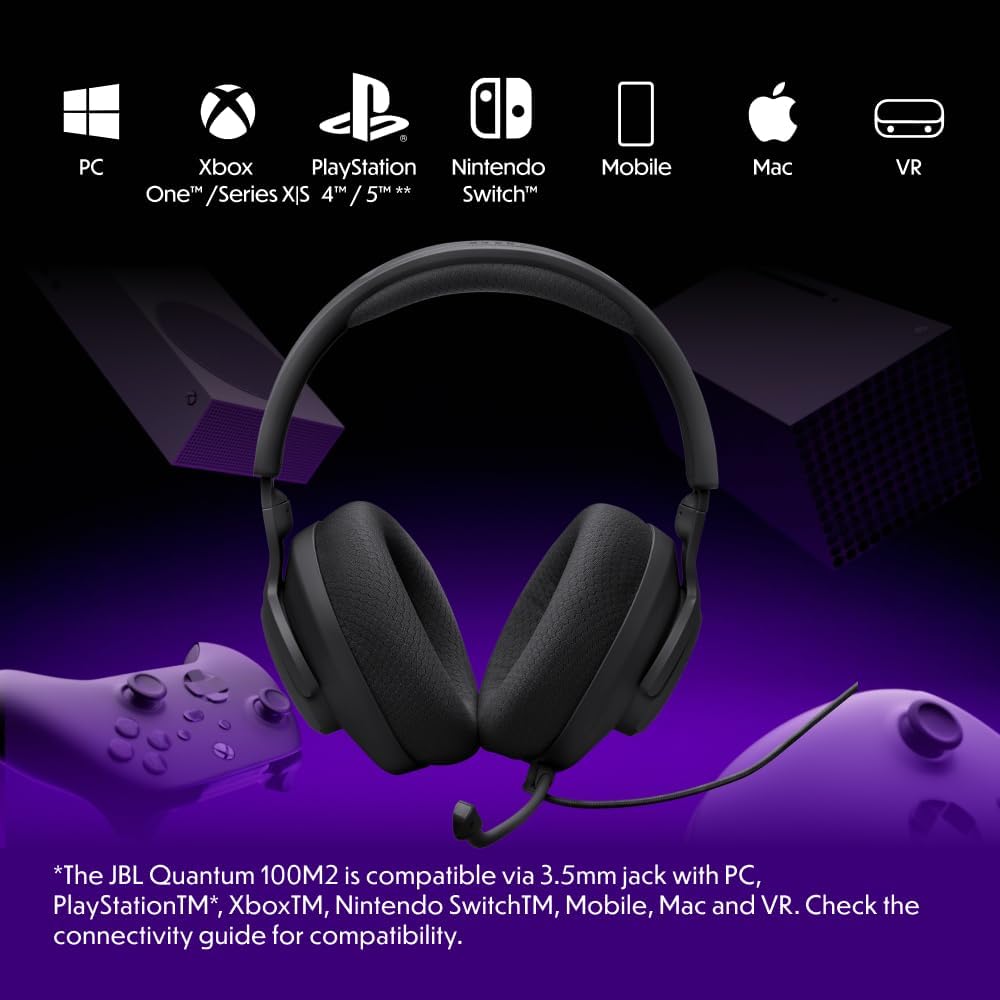 JBL, Fone de Ouvido Com Fio, Quantum 100M2, Headset Gamer, Over Ear, Microfone Removível - Preto - Imagem 4