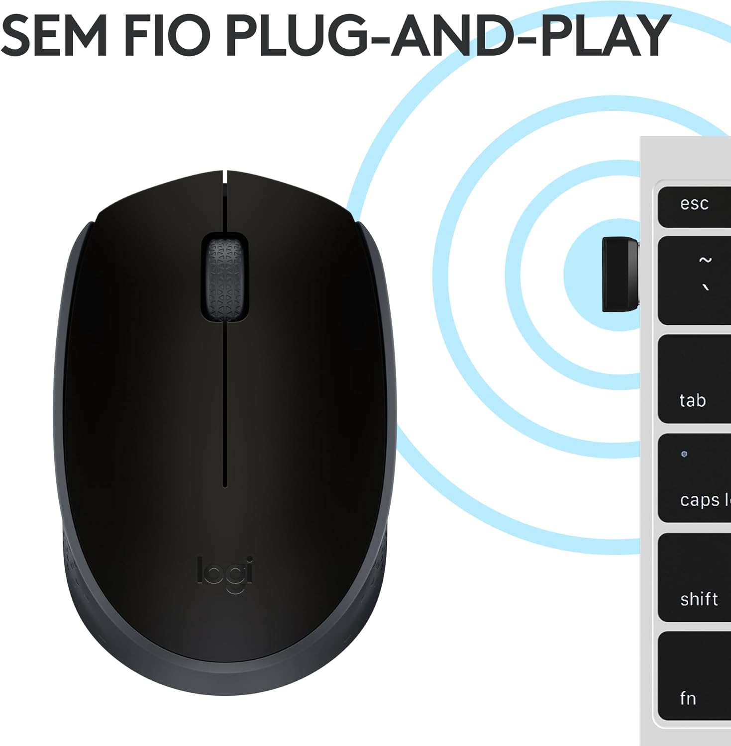 Mouse sem fio Logitech M170 com Design Ambidestro Compacto, Conexão USB e Pilha Inclusa - Preto - Imagem 7