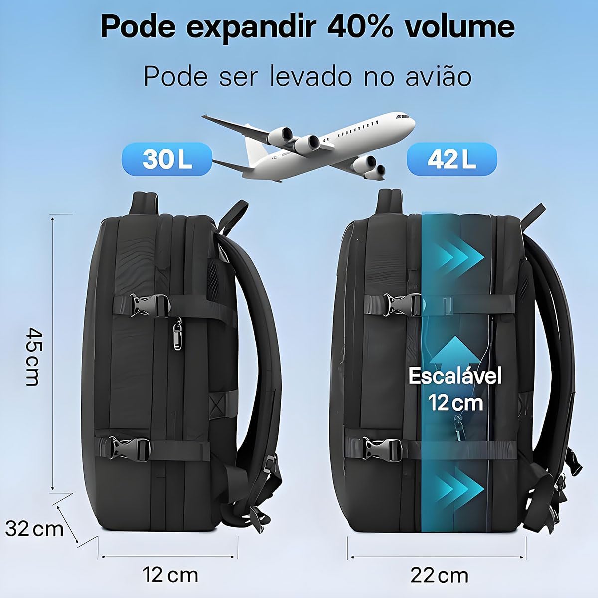 Romantic Crown Mochila de Viagem Expansivel Masculina Feminina, Mochila Para Notebook Executiva Impermeável Reforçada Cabo USB, Trabalho, Escola, Viagens - Imagem 2