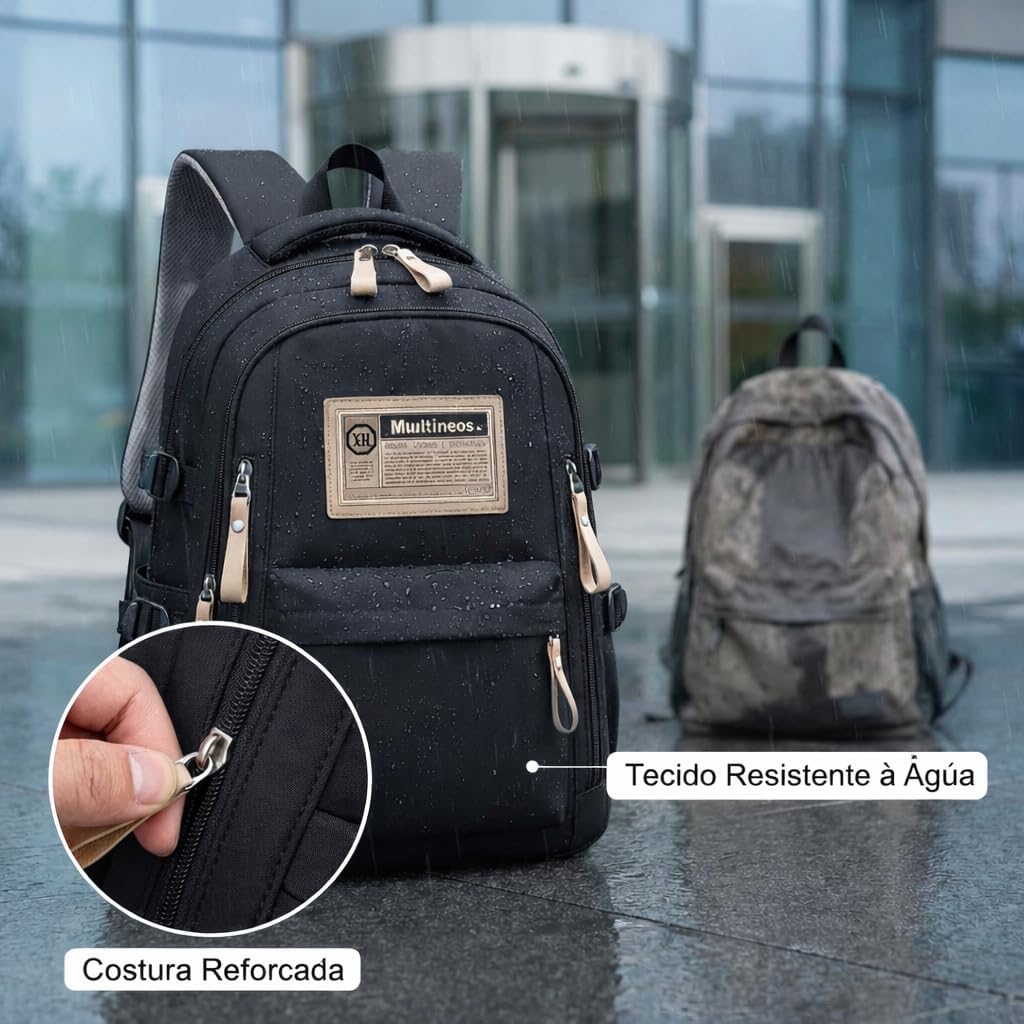 Mochila Masculina Feminina Grande para Notebook 15.6”, Trabalho, Viagem, Escola, Reforçada e Resistente – Mochila Escolar, Mochila Reforçada - Imagem 4