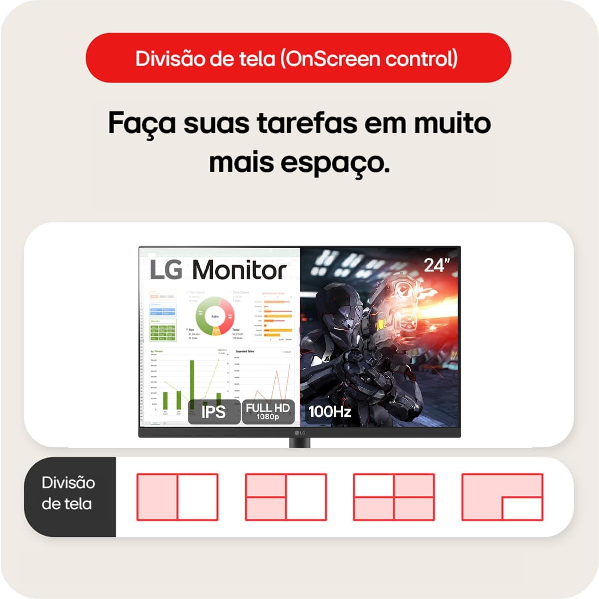 Monitor PC Gamer LG 24MS500 24” IPS 100Hz Full HD HDMI 2x - Imagem 4
