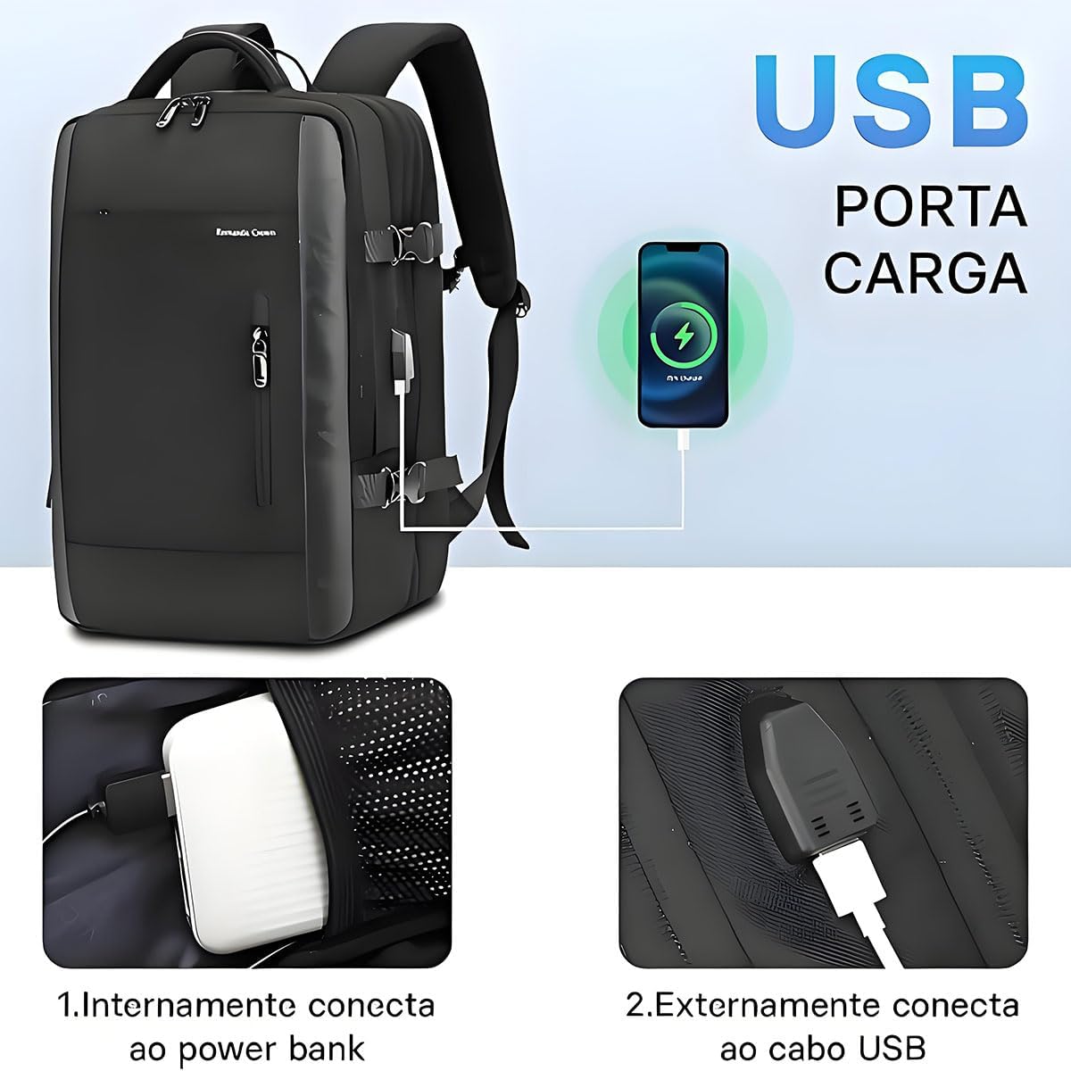Romantic Crown Mochila de Viagem Expansivel Masculina Feminina, Mochila Para Notebook Executiva Impermeável Reforçada Cabo USB, Trabalho, Escola, Viagens - Imagem 4