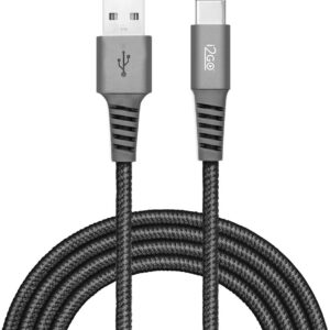 Cabo USB-C I2GO 2m 2,4A Nylon Trançado Chumbo - I2GO PRO