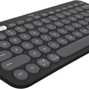 Teclado sem fio Logitech Pebble Keys 2 K380s com Conexão Bluetooth Easy-Switch e Pilha Inclusa - Compatível com PC, Mac, Chrome OS, Android, iOS e Apple TV, Layout US - Grafite