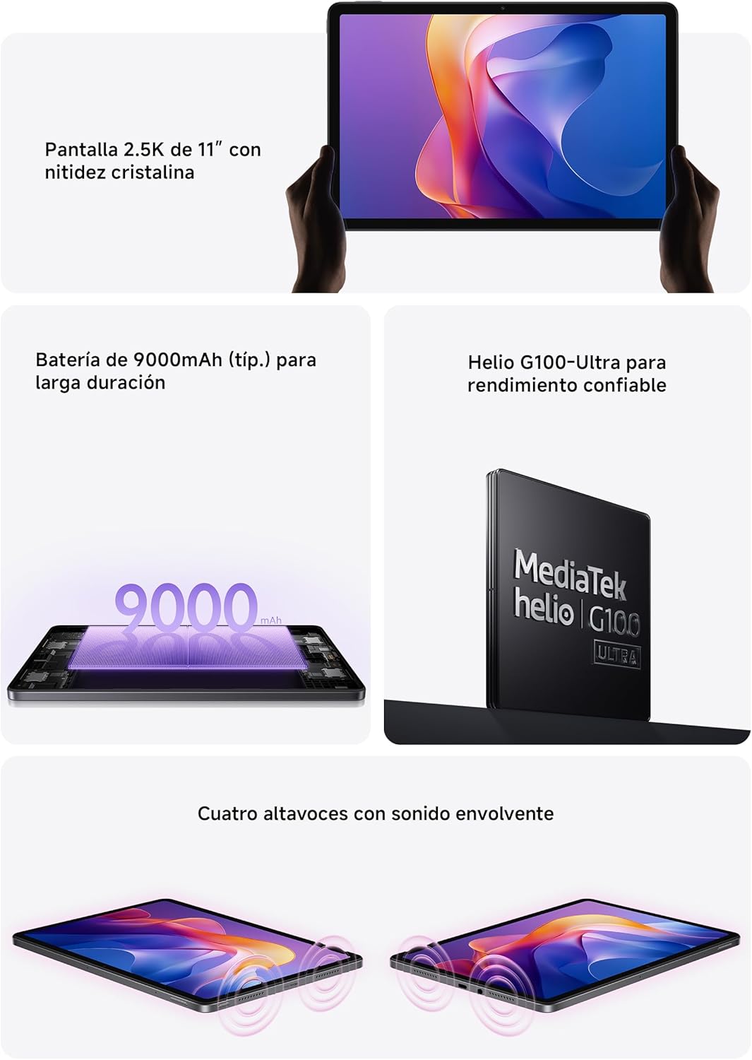 Xiaomi Redmi Pad 2 apenas WiFi (sem chamadas ou texto) 27.9 cm 2.5K Octa Core 4 alto-falantes ROM global 9000mAh Bluetooth 5.3 8MP modelo 25040RP0AL (cinza grafite, 256 GB + 8 GB) - Imagem 5