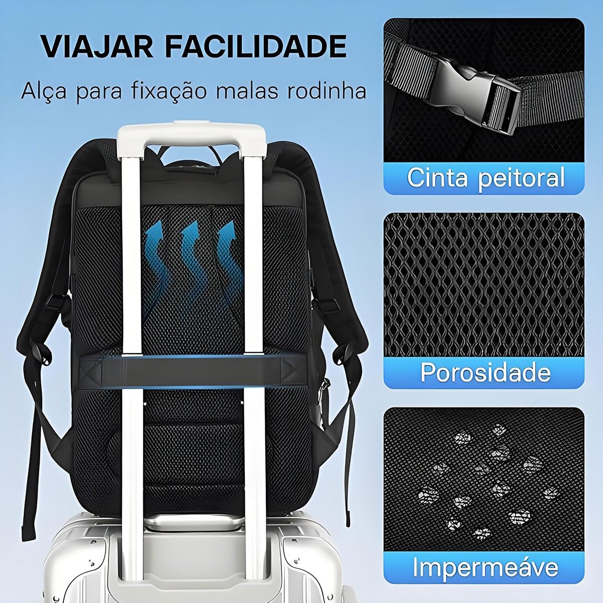 Romantic Crown Mochila de Viagem Expansivel Masculina Feminina, Mochila Para Notebook Executiva Impermeável Reforçada Cabo USB, Trabalho, Escola, Viagens - Imagem 5