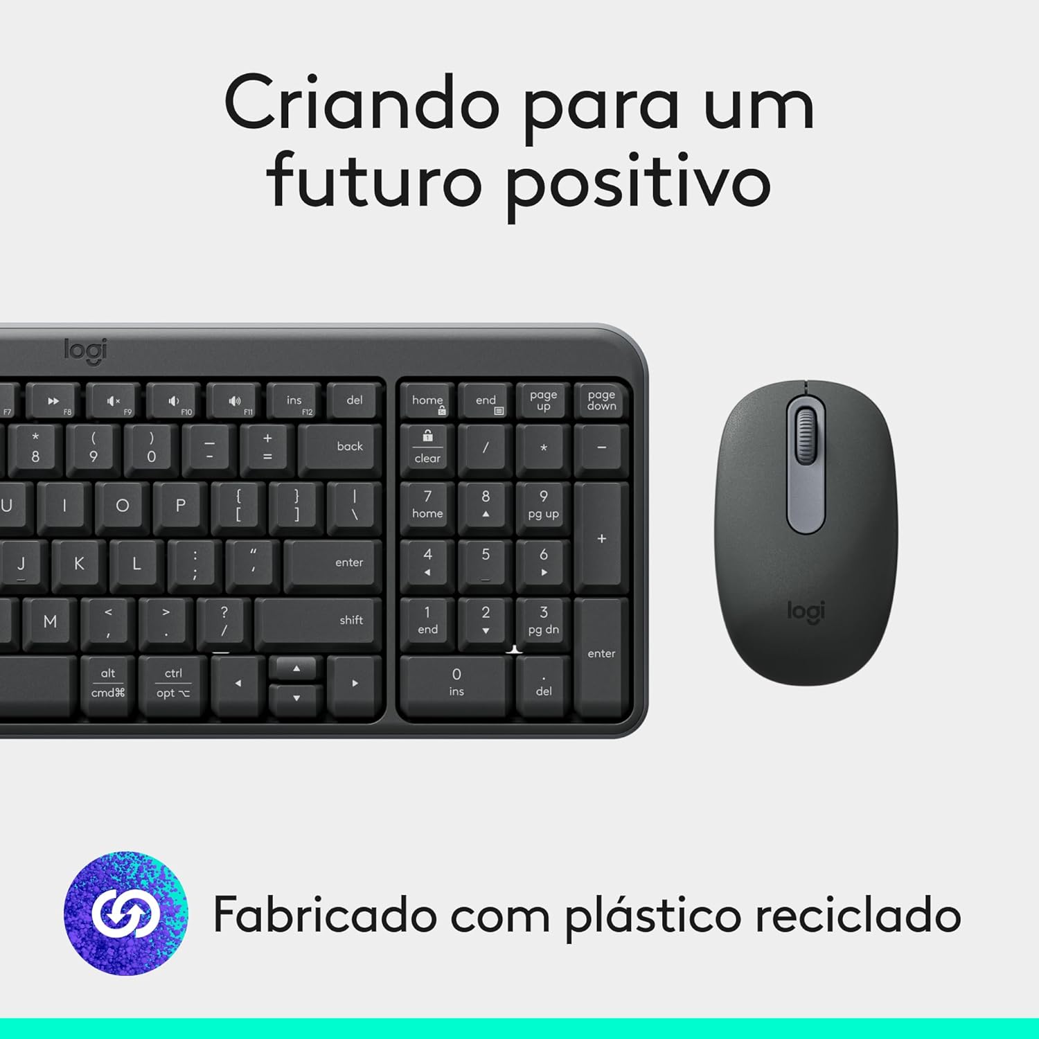Combo Teclado e Mouse Sem Fio Logitech MK250 Bluetooth com Conectividade Rápida e Fácil, Design Compacto, Mouse Ambidestro, Layout ABNT2, Construção Durável, Compatível com PC e Mac - Grafite - Imagem 10