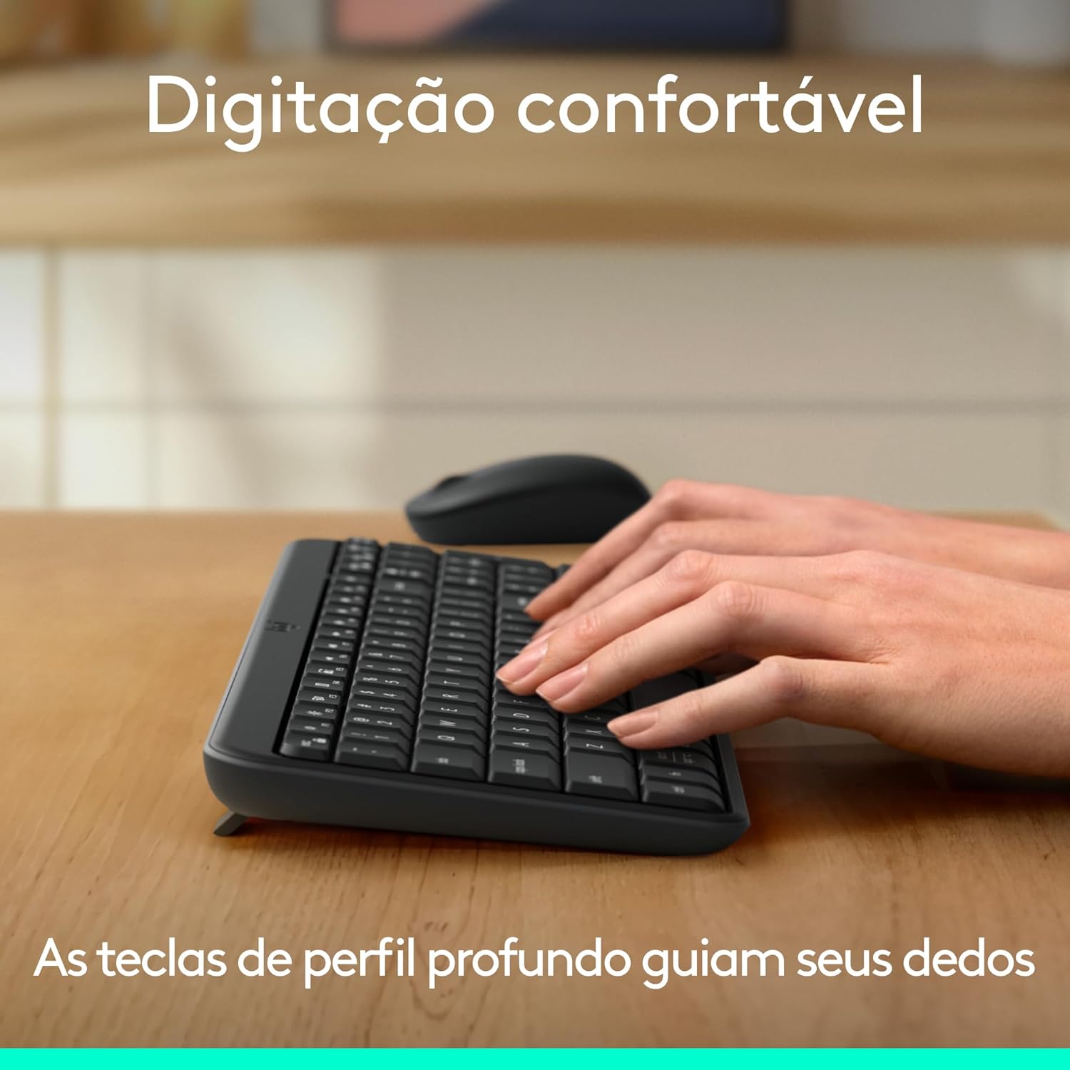 Combo Teclado e Mouse Sem Fio Logitech MK250 Bluetooth com Conectividade Rápida e Fácil, Design Compacto, Mouse Ambidestro, Layout ABNT2, Construção Durável, Compatível com PC e Mac - Rosa - Imagem 4