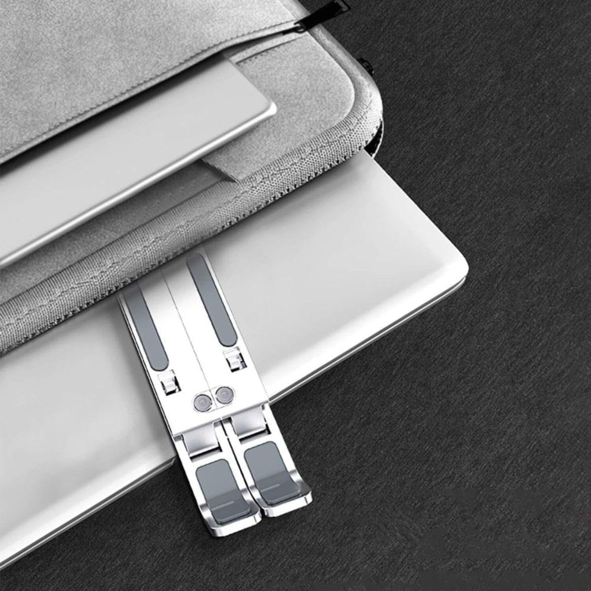 Suporte para Notebook e Tablet Linha Premium em Alumínio Dobrável e Ergonômico Para Desktop Portátil Ajustável em 6 Ângulos com Altura Regulável Leve Apoio Universal - Com estojo para armazenagem - Imagem 6