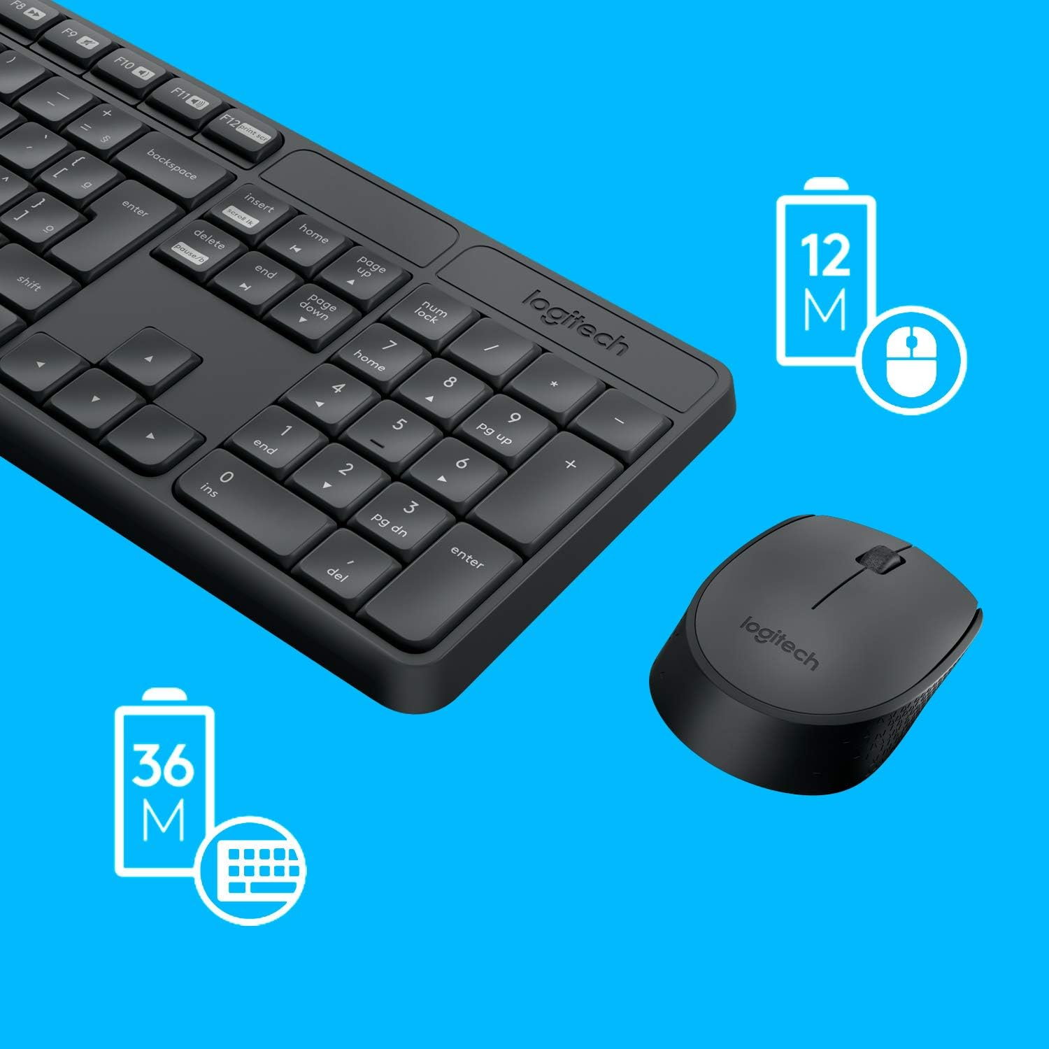 Combo Teclado e Mouse sem fio Logitech MK235 com Conexão USB, Pilhas Inclusas e Layout ABNT2 - Imagem 3