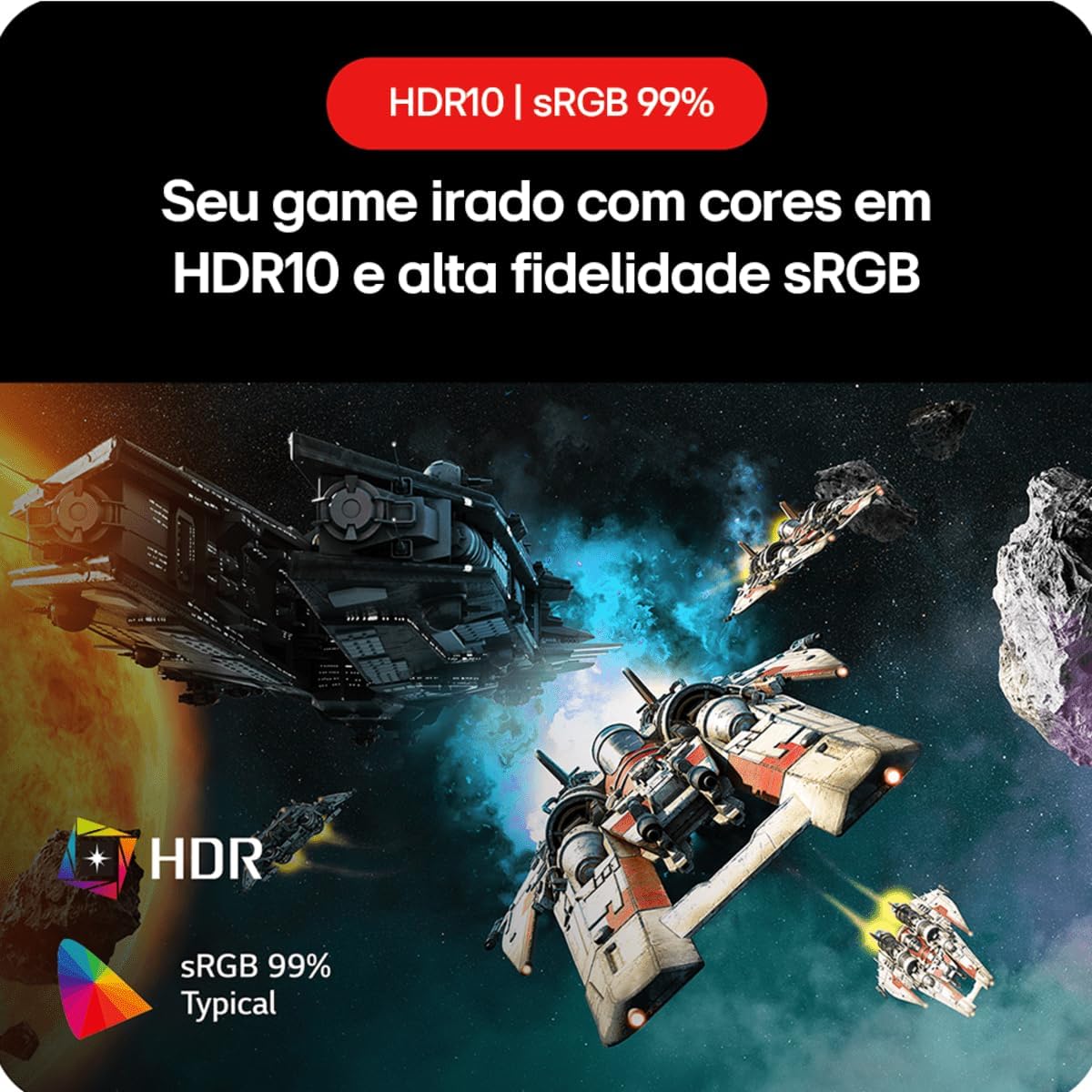 Monitor Gamer LG UltraGear 24” 24GS60F-B IPS Full HD 180Hz 1ms (GtG) NVIDIA® G-SYNC® AMD FreeSync™ HDR10 sRGB 99% HDMI DisplayPort - Imagem 5