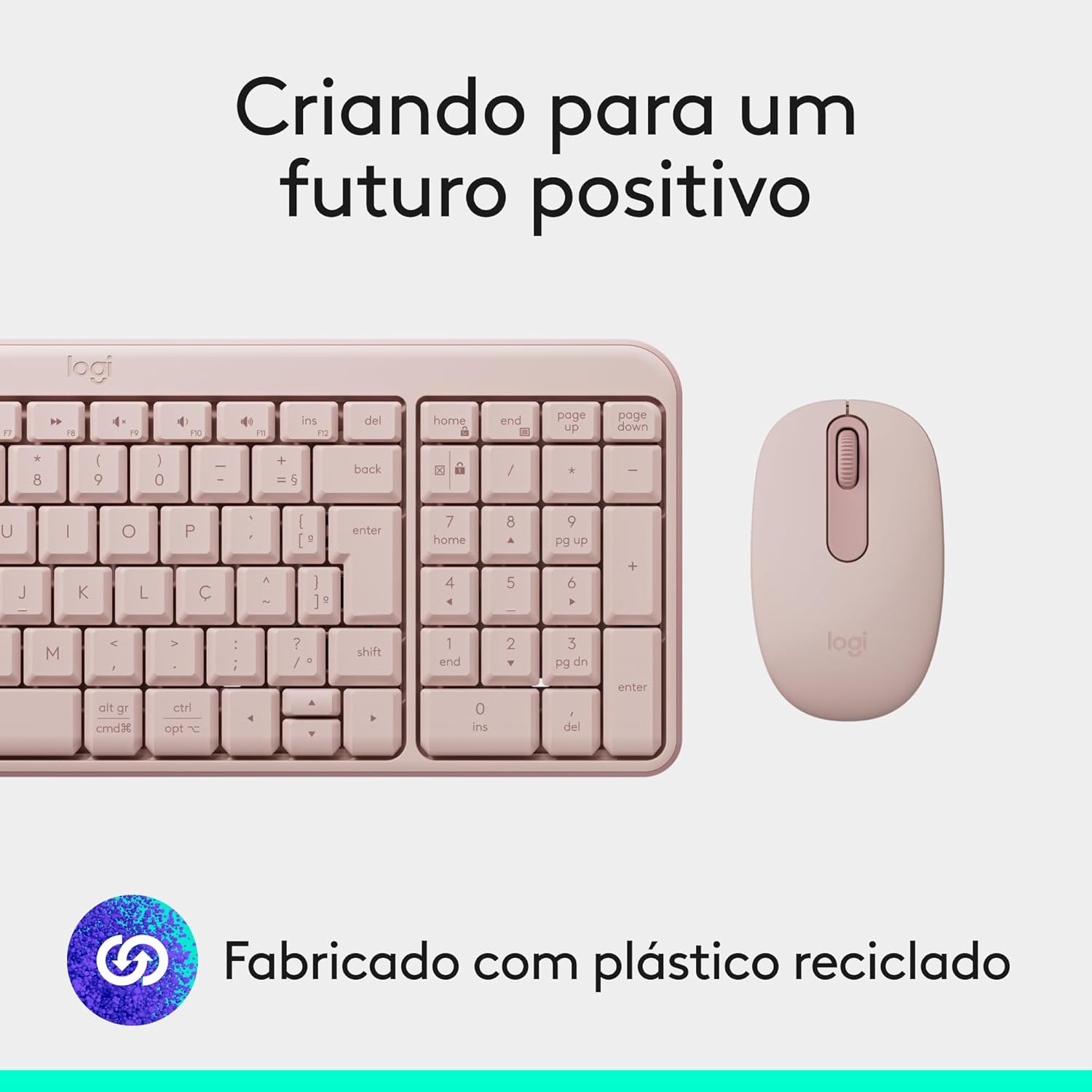 Combo Teclado e Mouse Sem Fio Logitech MK250 Bluetooth com Conectividade Rápida e Fácil, Design Compacto, Mouse Ambidestro, Layout ABNT2, Construção Durável, Compatível com PC e Mac - Rosa - Imagem 10