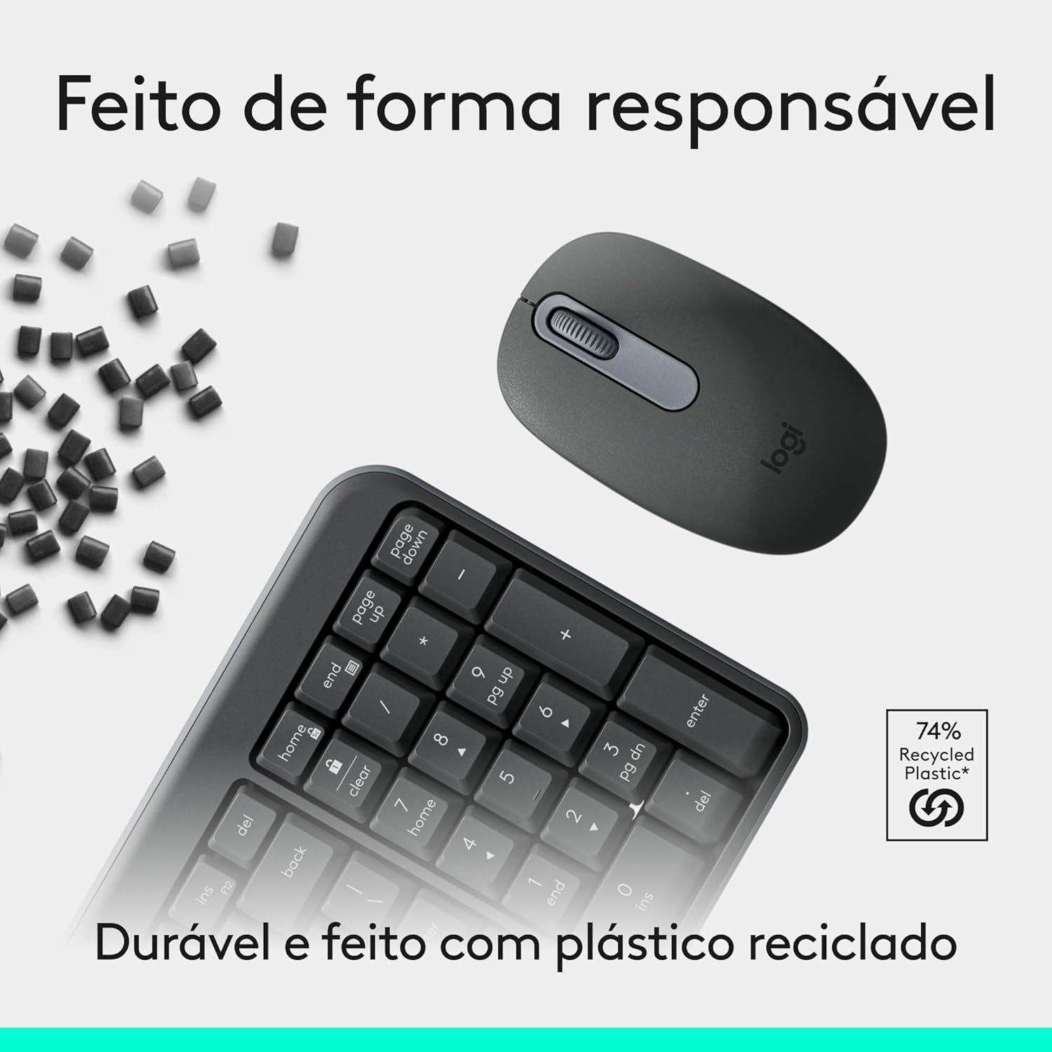 Combo Teclado e Mouse Sem Fio Logitech MK250 Bluetooth com Conectividade Rápida e Fácil, Design Compacto, Mouse Ambidestro, Layout ABNT2, Construção Durável, Compatível com PC e Mac - Grafite - Imagem 6