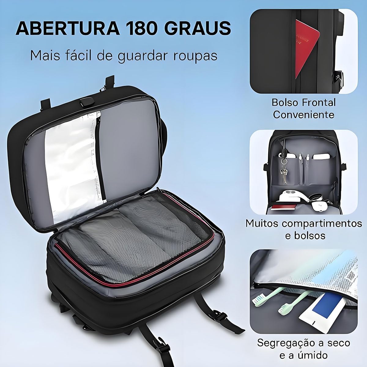 Romantic Crown Mochila de Viagem Expansivel Masculina Feminina, Mochila Para Notebook Executiva Impermeável Reforçada Cabo USB, Trabalho, Escola, Viagens - Imagem 3