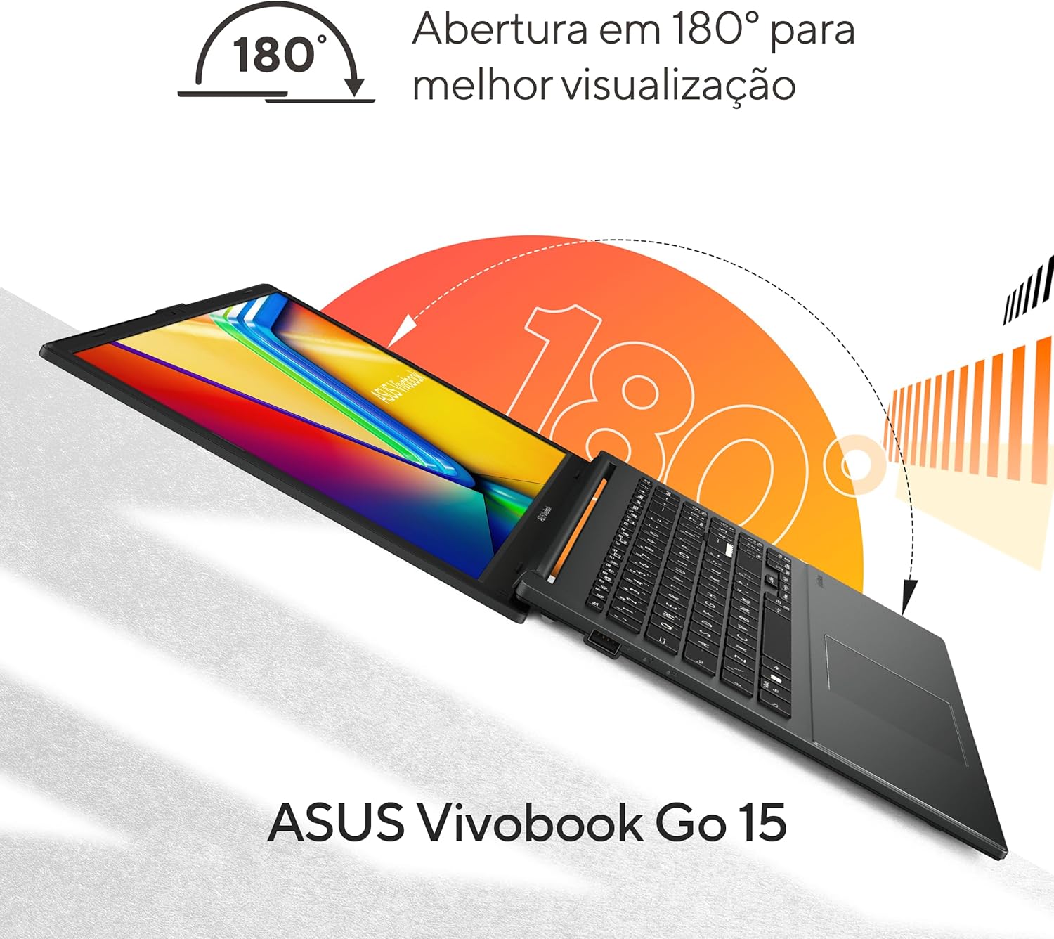 Notebook ASUS VivoBook Go 15, AMD RYZEN 5 7520U, 8GB, 256GB SSD, KeepOS, Tela 15,6" FHD, Mixed Black - E1504FA-NJ731 - Imagem 6