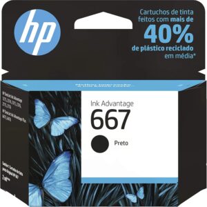 Cartucho de tinta HP 667 Preto Original (3YM79AB) Para Impressora Deskjet 2376, 2776, 6476, 5076, 5276