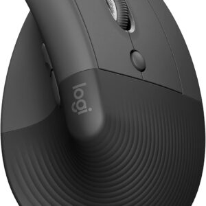 Mouse Sem Fio Logitech Lift Vertical com Design Ergonômico para Redução de Tensão Muscular, Cliques Silenciosos, Conexão Bluetooth ou USB Logi Bolt, Compatível com Windows/macOS/iPadOS - Grafite