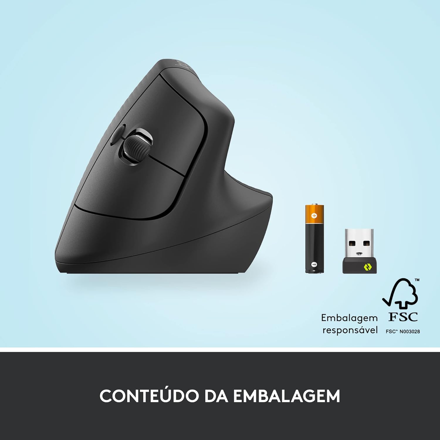 Mouse Sem Fio Logitech Lift Vertical com Design Ergonômico para Redução de Tensão Muscular, Cliques Silenciosos, Conexão Bluetooth ou USB Logi Bolt, Compatível com Windows/macOS/iPadOS - Grafite - Imagem 8