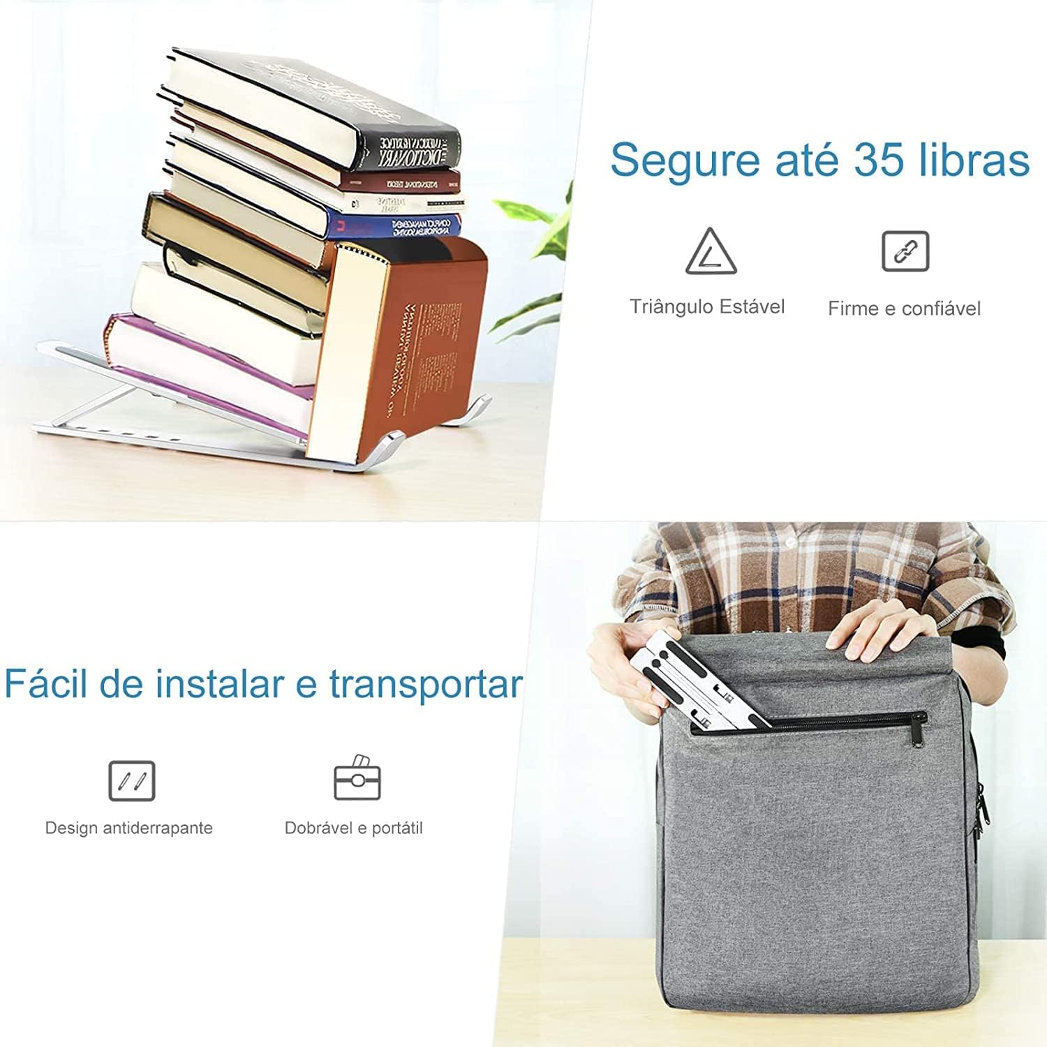 Shaolong Suporte De Notebook De Alumínio Ajustável Para Notebook De 6 Ângulos Ajustável De Alumínio Dobrável E Ergonômico Para Desktop Compatível Com Macbook, Ipad, Hp, Dell, Lenovo 10-17 Polegadas - Imagem 4