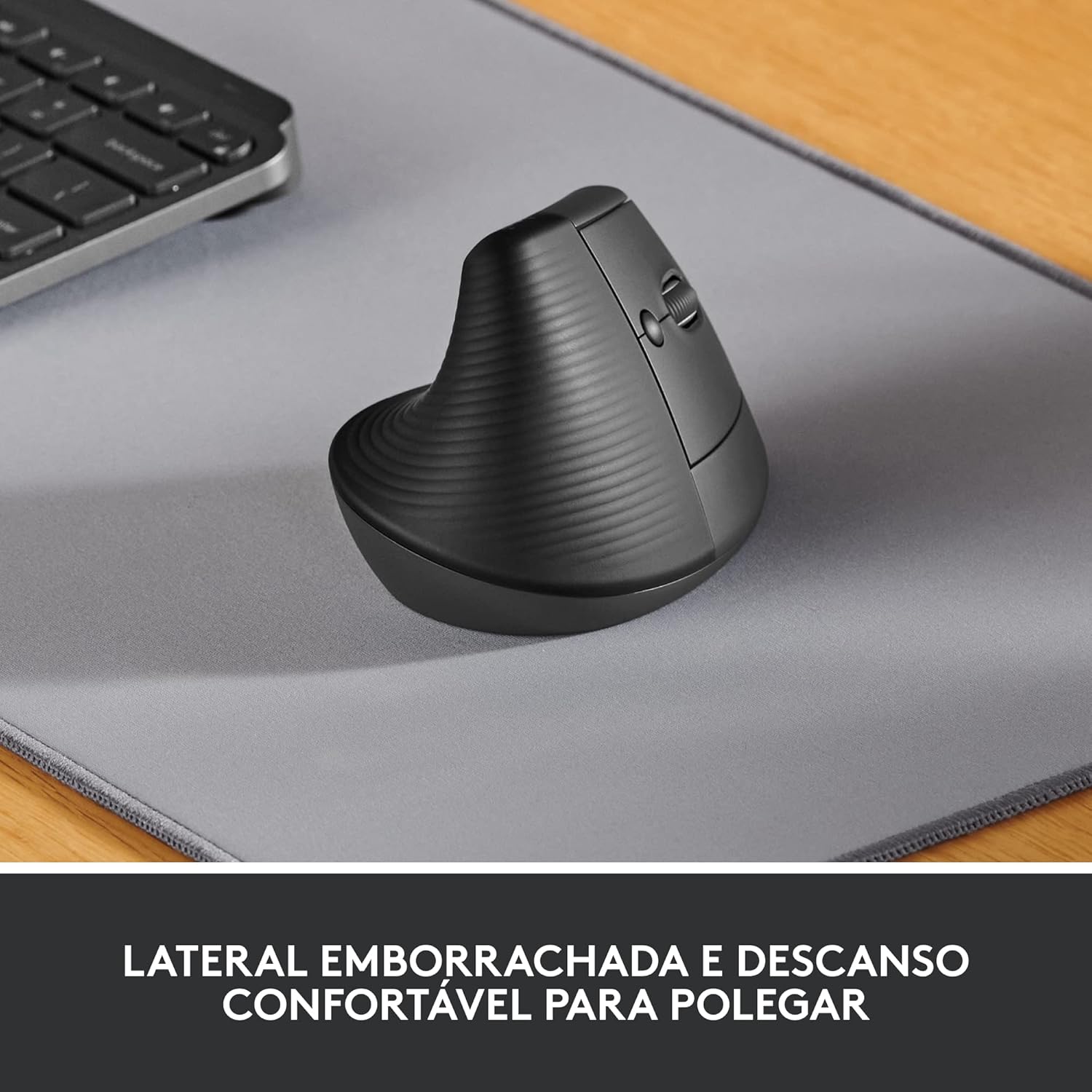 Mouse Sem Fio Logitech Lift Vertical com Design Ergonômico para Redução de Tensão Muscular, Cliques Silenciosos, Conexão Bluetooth ou USB Logi Bolt, Compatível com Windows/macOS/iPadOS - Grafite - Imagem 2